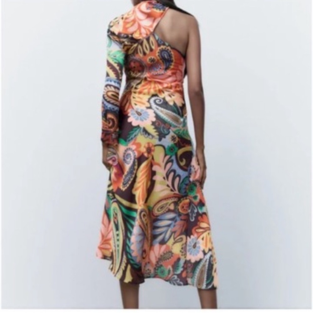 ZARA PAISLEY DRESS ASYMMETRIC HEM NWT boho summer FORMAL PARTY BLOGGER fav rare - Picture 8 of 10